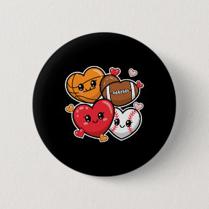 Liefde Football Basketbal Valentijn's Day Boys en Ronde Button 5,7 Cm