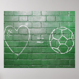 Liefde = Football getekend in krijt op muur Poster