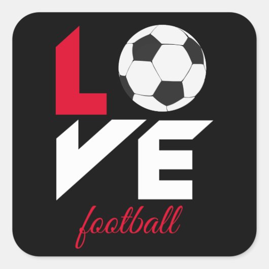 Liefde football vierkante sticker (Voorkant)
