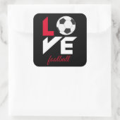 Liefde football vierkante sticker (Tas)