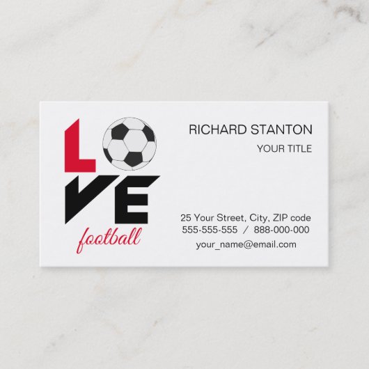 Liefde football visitekaartje (Voorkant)