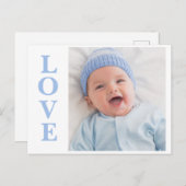 Liefde Foto Blauwe Typografie Briefkaart (Voorkant / Achterkant)