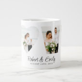 Liefde Foto Collage 4 Foto's Jubileum Gift Grote Koffiekop (Voorkant)