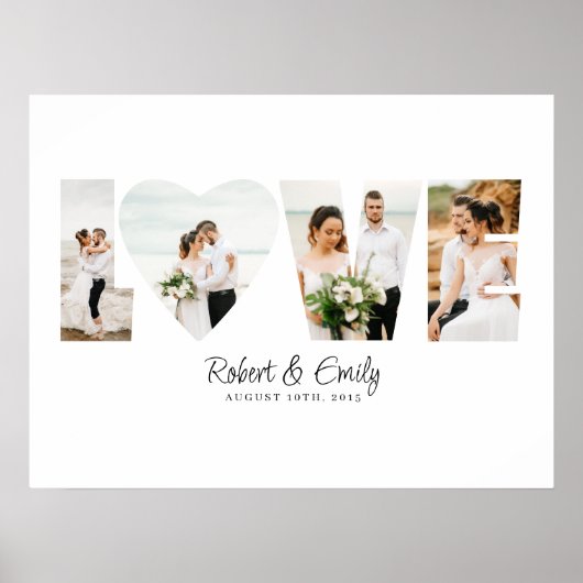 Liefde Foto Collage 4 Foto's Jubileum Gift Poster (Voorkant)