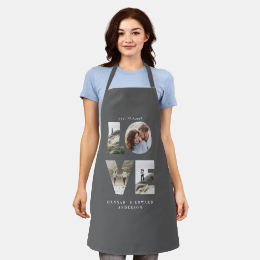 Liefde foto collage eenvoudige moderne gepersonali schort (Gedragen)