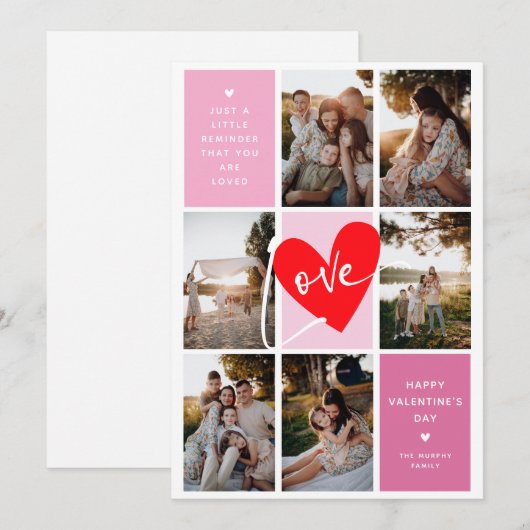 Liefde Foto Raster Valentijnsdag Feestdagenkaart (Voorkant / Achterkant)