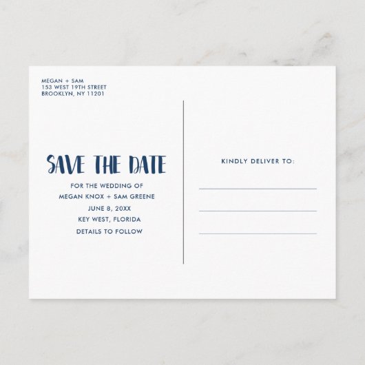 Liefde Foto Strand Bruiloft Save the Date Aankondigingskaart (Achterkant)