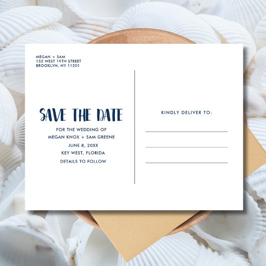 Liefde Foto Strand Bruiloft Save the Date Aankondigingskaart