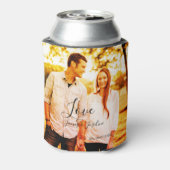 Liefde foto toevoegen naam set. Datum jaar bruilof Blikjeskoeler (Blikje Achterkant)