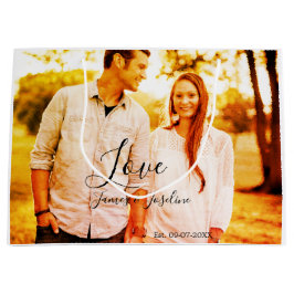 Liefde foto toevoegen naam set. Datum jaar bruilof Groot Cadeauzakje