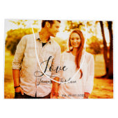 Liefde foto toevoegen naam set. Datum jaar bruilof Groot Cadeauzakje (Achterkant)