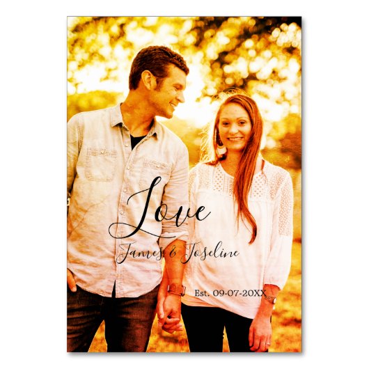 Liefde foto toevoegen naam set. Datum jaar bruilof Kaart (Voorkant)