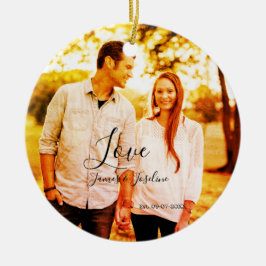 Liefde foto toevoegen naam set. Datum jaar bruilof Keramisch Ornament