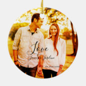 Liefde foto toevoegen naam set. Datum jaar bruilof Keramisch Ornament (Achterkant)