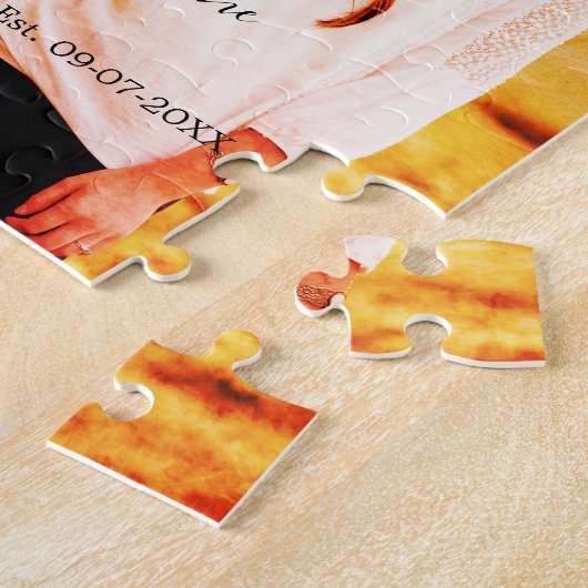 Liefde foto toevoegen naam set. Datum jaar bruilof Legpuzzel (Zijkant)