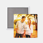 Liefde foto toevoegen naam set. Datum jaar bruilof Magneet (Voorkant / Achterkant)