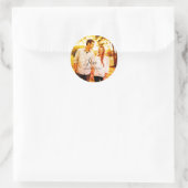 Liefde foto toevoegen naam set. Datum jaar bruilof Ronde Sticker (Tas)