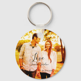 Liefde foto toevoegen naam set. Datum jaar bruilof Sleutelhanger