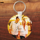 Liefde foto toevoegen naam set. Datum jaar bruilof Sleutelhanger (Achterkant)