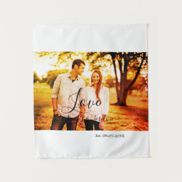 Liefde foto toevoegen naam set. Datum jaar bruilof Wandkleed
