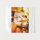 Liefde foto toevoegen naam set. Datum jaar bruilof Wandkleed (Voorkant (horizontaal))