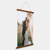 Liefde foto van modern calligrafisch koppel hangend wandkleed (Gebogen)