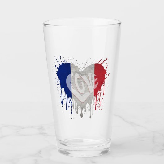 Liefde Frankrijk Vlag Glas (Voorkant)