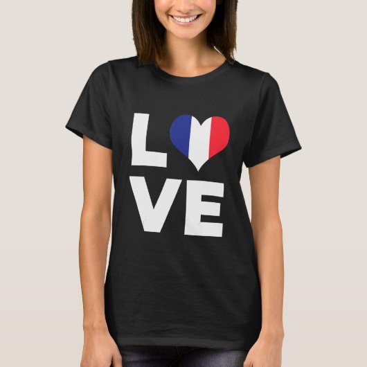 Liefde Frankrijk Vlag T-shirt (Voorkant)