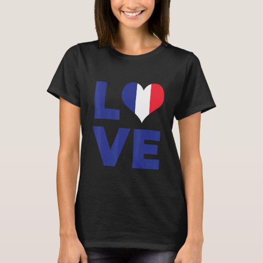 Liefde Frankrijk Vlag T-shirt (Voorkant)