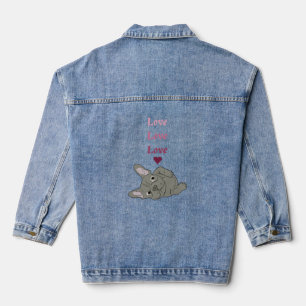 Liefde Franse Bulldog Denim Jacket