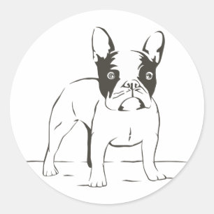Liefde Franse Bulldog Puppy Hond Zwart Illustratie Ronde Sticker