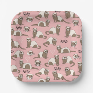 Liefde fretten - Roze papieren Borden Bordje