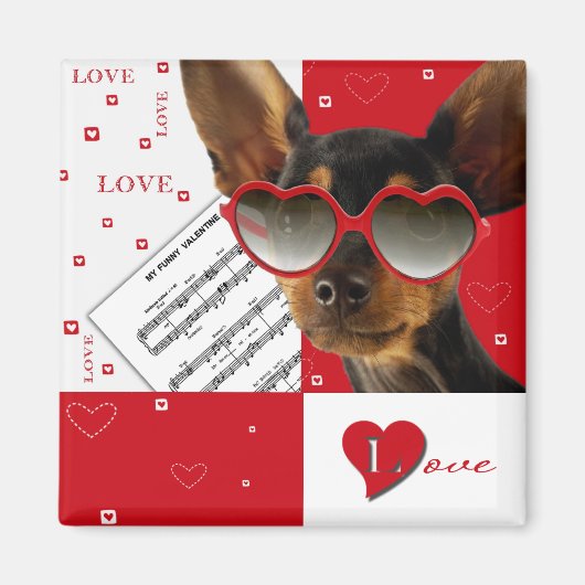 Liefde. Funny Dog Valentijnsdag Gift Magneet (Voorkant)