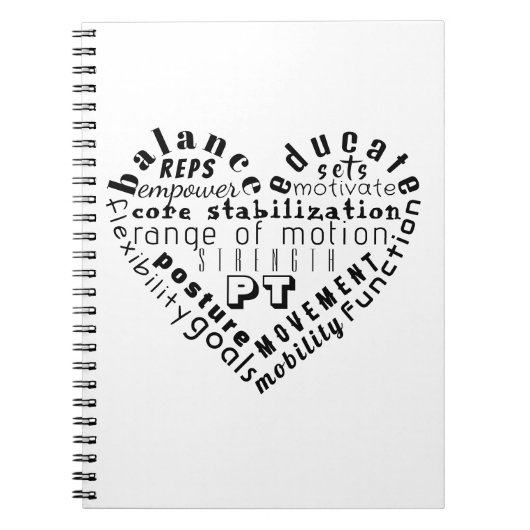 Liefde Fysiotherapie Word Art Spiral Notitieboek (Voorkant)