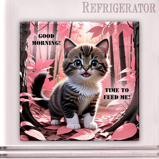 Liefde gaat door de maag Schattigee kittenmagneet Magneet