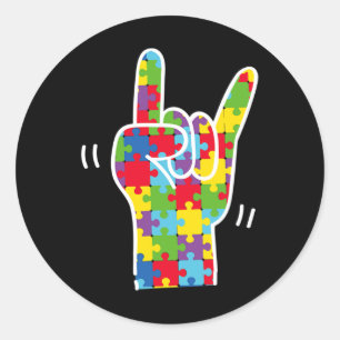 Liefde Gebarentaal Autisme Awareness Maand Asl Lov Ronde Sticker