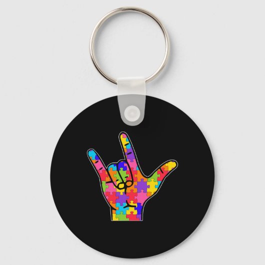 Liefde Gebarentaal Autisme Gift Awareness Support Sleutelhanger (Voorkant)