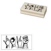 Liefde Gebarentaal  geëtste Retro Handen Rubberstempel (Gestempeld)