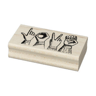 Liefde Gebarentaal  geëtste Retro Handen Rubberstempel