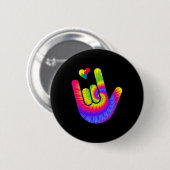 Liefde Gebarentaal Hand Autisme Bewustzijn Hart St Ronde Button 5,7 Cm (Voorkant /achterkant)