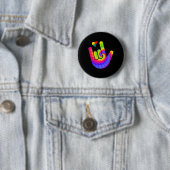 Liefde Gebarentaal Hand Autisme Bewustzijn Hart St Ronde Button 5,7 Cm (In situ)