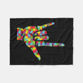 Liefde Gebarentaal Hand Autisme Bewustzijn Puzzle Fleece Deken (Voorkant (Horizontaal))