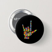 Liefde Gebarentaal Hand Autisme Bewustzijnspuzzel Ronde Button 5,7 Cm (Voorkant /achterkant)