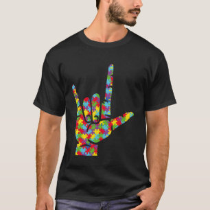 Liefde Gebarentaal Hand Autisme Bewustzijnspuzzel T-shirt