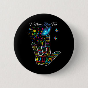 Liefde Gebarentaal Hand Ik Draag Blauw voor Autism Ronde Button 5,7 Cm