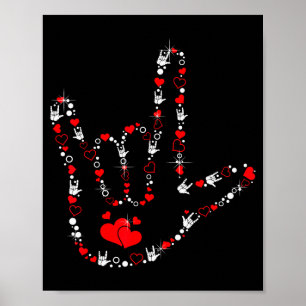 Liefde Gebarentaal Hart Asl Dove Valentijnsdag Poster