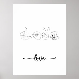Liefde Gebarentaal Lijn Kunst Poster