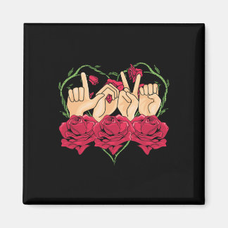 Liefde Gebarentaal Roos Hart Asl Bewustzijn Dove P Magneet