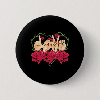 Liefde Gebarentaal Roos Hart Asl Bewustzijn Dove P Ronde Button 5,7 Cm