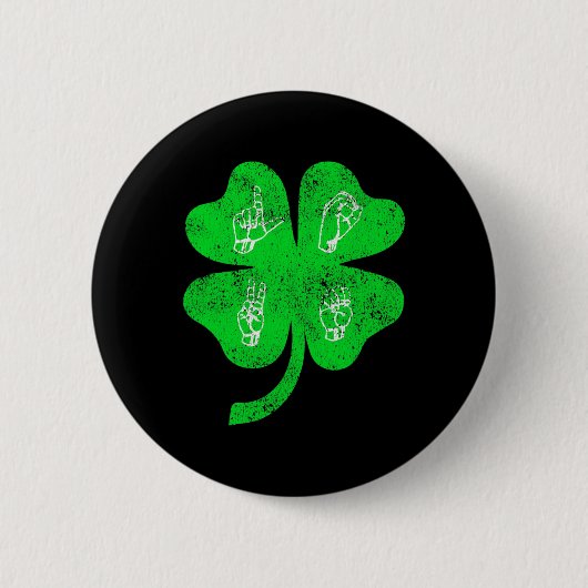 Liefde Gebarentaal St Patrick's Day Doof Bewustzij Ronde Button 5,7 Cm (Voorkant)